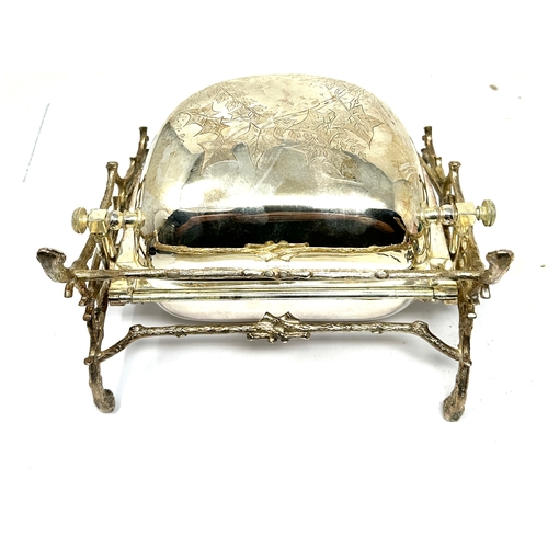 373 - Antique Victorian Silver Plate Biscuit Warmer/Folding Biscuit Box