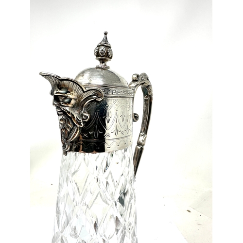 374 - Vintage silver plated cut glass claret jug