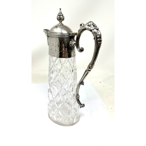 374 - Vintage silver plated cut glass claret jug