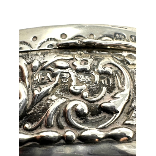 44 - Antique silver bowed trinket box measures approx 8cm by 3cm