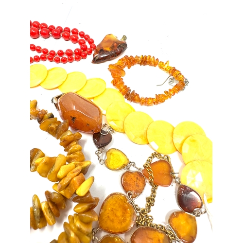 316 - selection of vintage costume necklaces etc includes amber etc weight