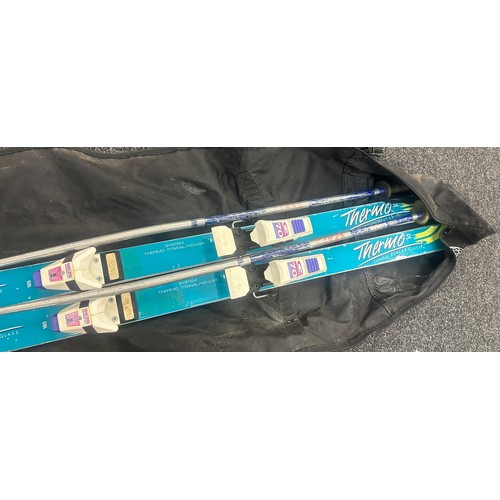 268 - Set of Skis, Ski poles, holdall, boots and salopettes