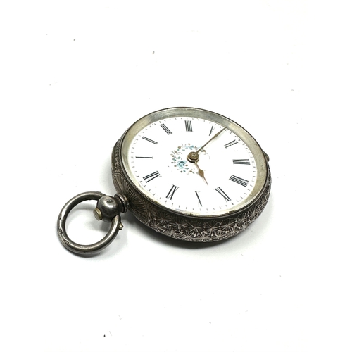 344 - Antique silver fob pocket watch the watch is ticking