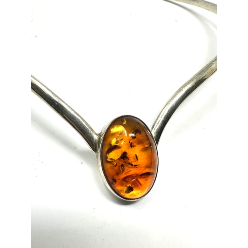 287 - Vintage silver & amber torque necklace  weight 44g