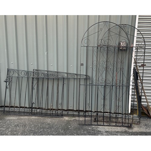 100B - Three pairs of cast iron gates largest measures approximately