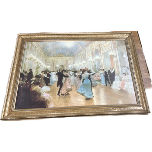 22 - Gilt framed signed picture depicting ballroom dancers measures approximately 34 inches wide x 25 lon... 