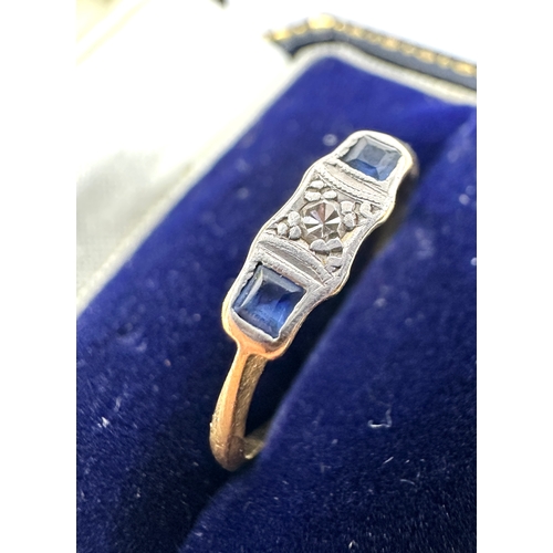 71 - 18ct gold art deco diamond & sapphire ring weight approx 1.2g