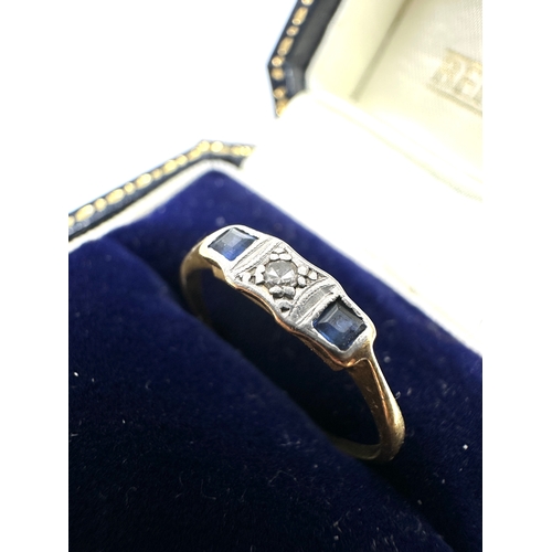 71 - 18ct gold art deco diamond & sapphire ring weight approx 1.2g