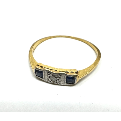 71 - 18ct gold art deco diamond & sapphire ring weight approx 1.2g