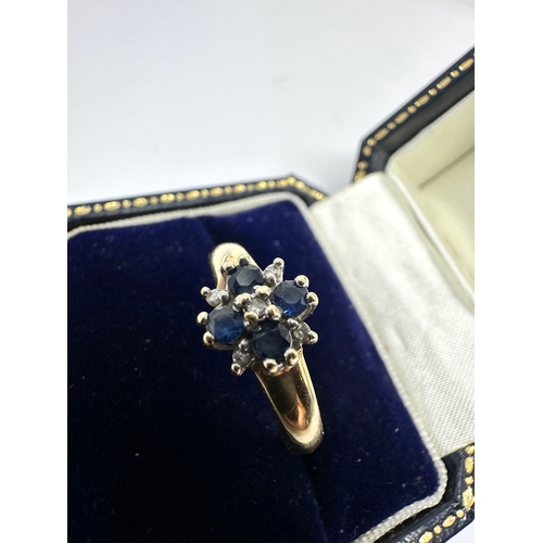 122 - 9ct gold sapphire & diamond ring weight 3.3g