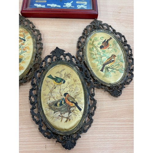 568 - Selection of collectables includes framed knots, wooden tray etc