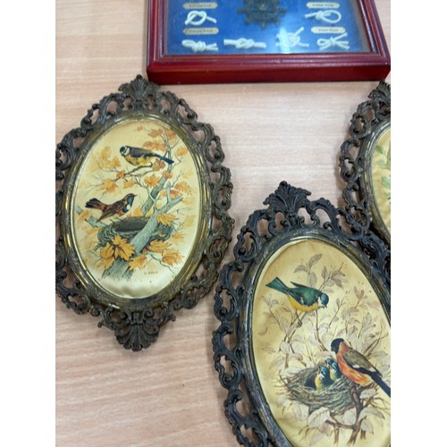 568 - Selection of collectables includes framed knots, wooden tray etc