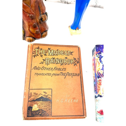 25 - Selection of miscellaneous to include two German figurines, costume jewellery, two books etc