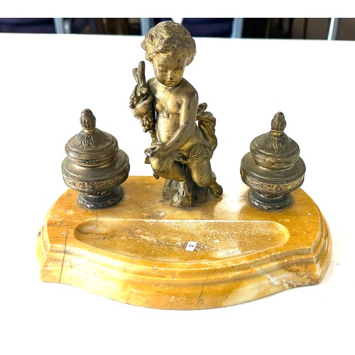 99 - Antique inkwell on a Sienna marble base