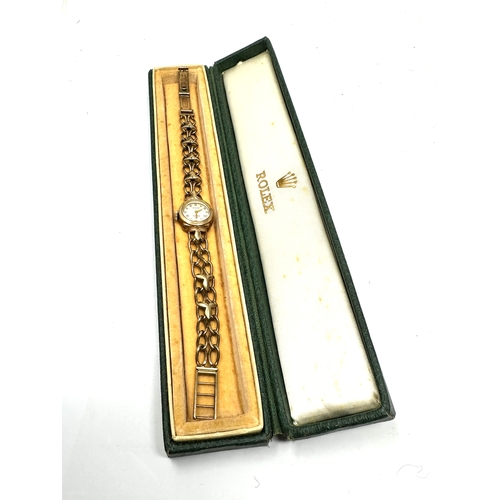 357 - original vintage boxed 9ct gold ladies Rolex precision wristwatch & original 9ct gold rolex strap th... 