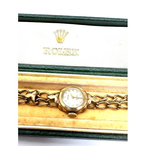 357 - original vintage boxed 9ct gold ladies Rolex precision wristwatch & original 9ct gold rolex strap th... 