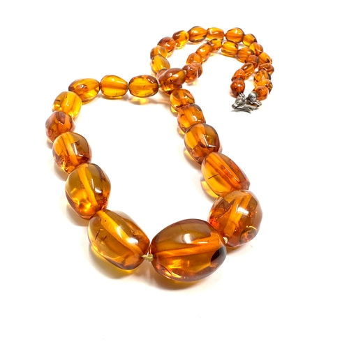 317 - Vintage amber bead necklace weight 28g