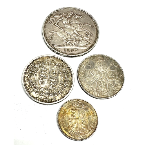 453 - Victorian 1887 silver jubilee crown to Shilling set high grade coins