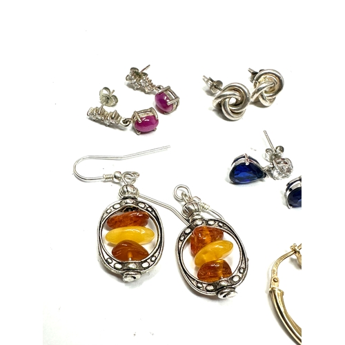 301 - 6 pairs of silver earrings includes star ruby amber etc