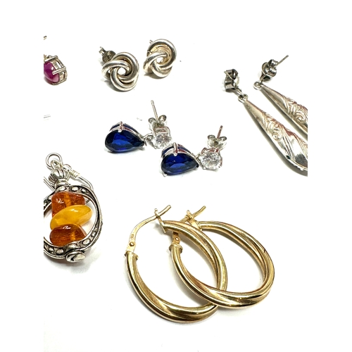 301 - 6 pairs of silver earrings includes star ruby amber etc