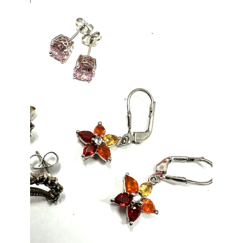 302 - 6 pairs of silver earrings inc amethyst multi gem earrings