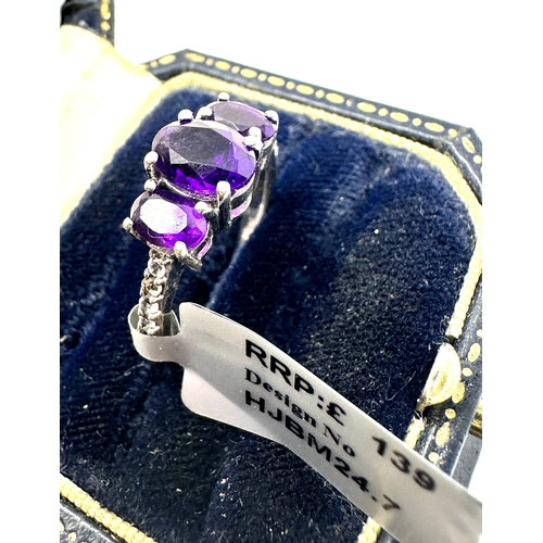 304 - Silver Amethyst & white topaz ring