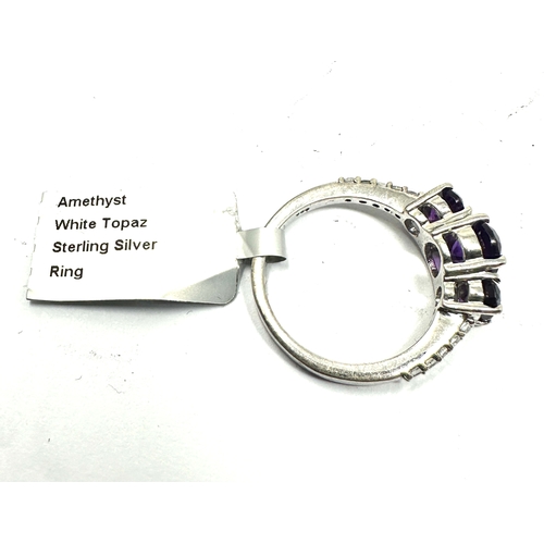 304 - Silver Amethyst & white topaz ring