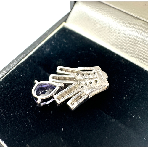 148 - 9ct white gold Diamond & Tanzanite pendant  measures approx 1.9cm drop weight 1.82g