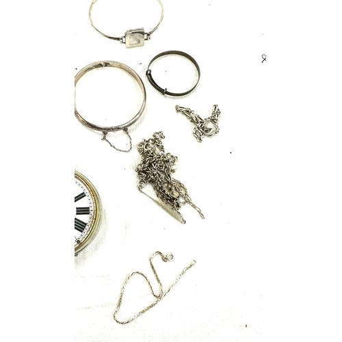 519 - Selection of silver to include a coin twisted tall spoon, silver jewellery, packet watch for spares ... 