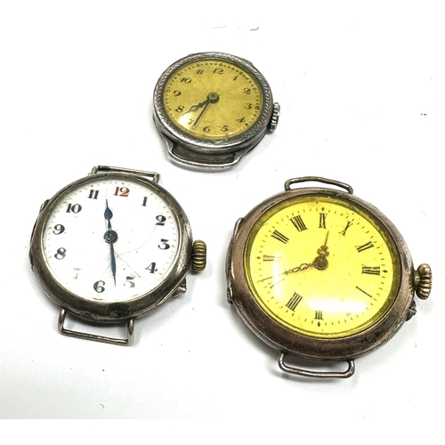 370 - 3 antique silver trench style wristwatches