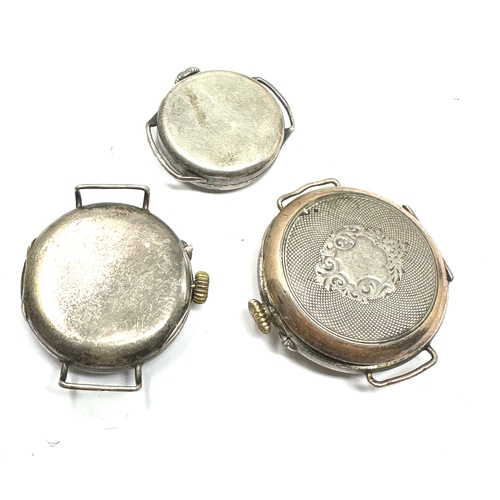 370 - 3 antique silver trench style wristwatches