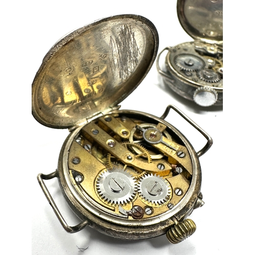 370 - 3 antique silver trench style wristwatches