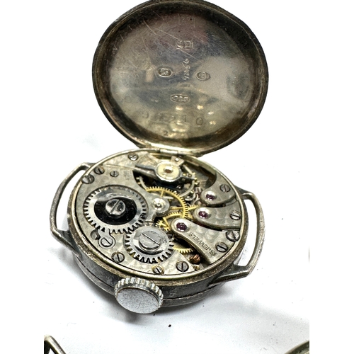 370 - 3 antique silver trench style wristwatches