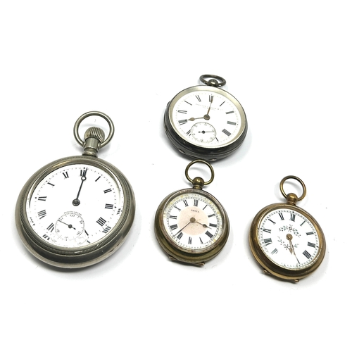 347 - 4 vintage pocket watches includes silver cased stewart dawson open face watch & 2 fob watches etc