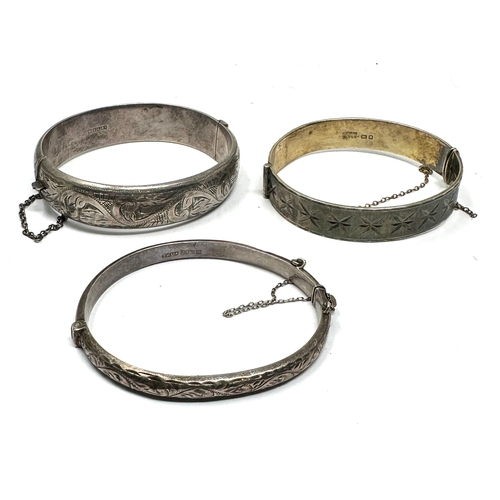 307 - 3 vintage silver bangles weight 62g