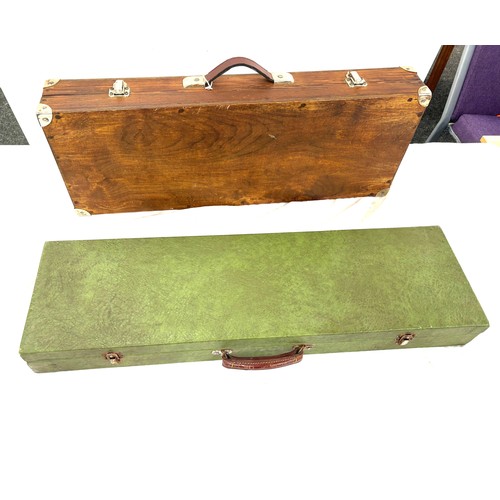 230A - 2 vintage gun cases includes green vinyl covered beige lined gun case fo 30