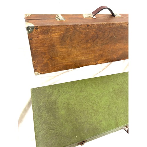 230A - 2 vintage gun cases includes green vinyl covered beige lined gun case fo 30