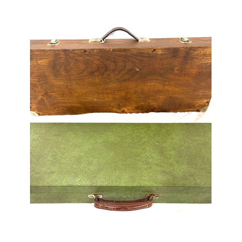 230A - 2 vintage gun cases includes green vinyl covered beige lined gun case fo 30