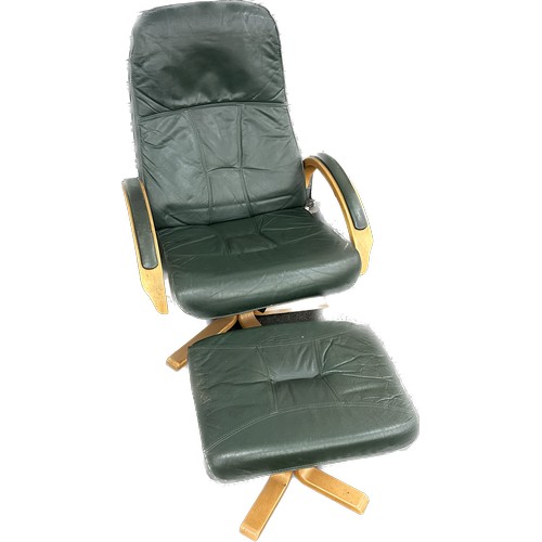 313 - Leather adjustable chair and foot stool