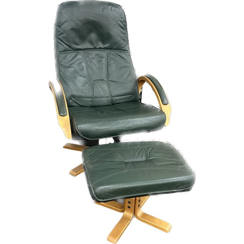 313 - Leather adjustable chair and foot stool