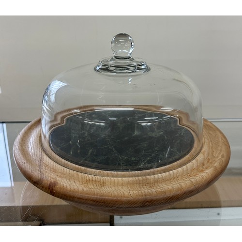 530 - Revolving cheese board with glass dome, approximate measurements: Height 12 inches, diameter 13 inch... 