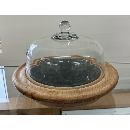 530 - Revolving cheese board with glass dome, approximate measurements: Height 12 inches, diameter 13 inch... 