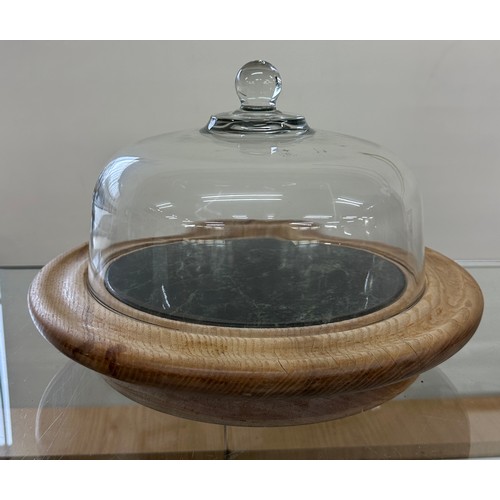 530 - Revolving cheese board with glass dome, approximate measurements: Height 12 inches, diameter 13 inch... 