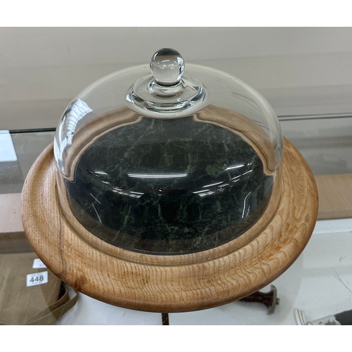 530 - Revolving cheese board with glass dome, approximate measurements: Height 12 inches, diameter 13 inch... 