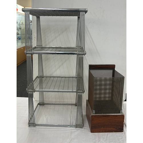 314 - Designer waste paper bin and three tier deco shelving unit, unit measures approximately Height 34 in... 