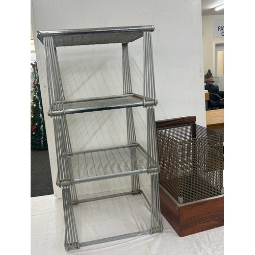 314 - Designer waste paper bin and three tier deco shelving unit, unit measures approximately Height 34 in... 