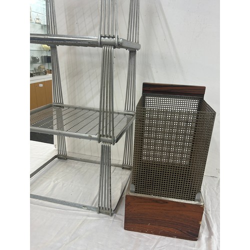 314 - Designer waste paper bin and three tier deco shelving unit, unit measures approximately Height 34 in... 