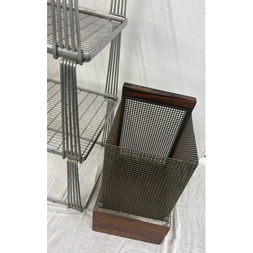 314 - Designer waste paper bin and three tier deco shelving unit, unit measures approximately Height 34 in... 