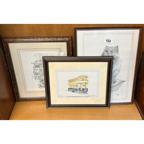 104 - Selection of three prints, largest measures approximately 16.5inches by 13 inches