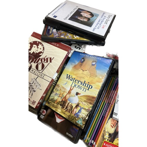 253 - Large selection of assorted DVDS and CDS to include various genres and artists